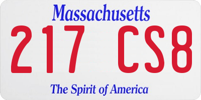 MA license plate 217CS8