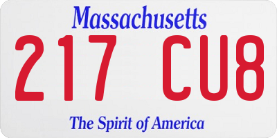 MA license plate 217CU8