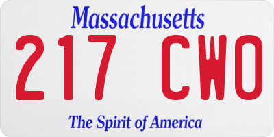 MA license plate 217CW0