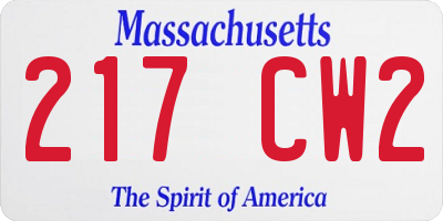 MA license plate 217CW2