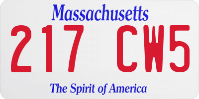 MA license plate 217CW5