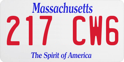 MA license plate 217CW6