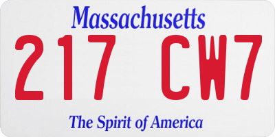 MA license plate 217CW7