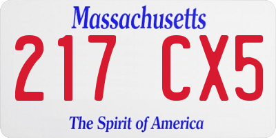 MA license plate 217CX5