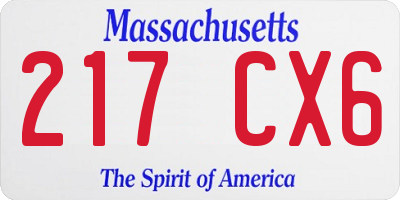 MA license plate 217CX6