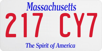 MA license plate 217CY7