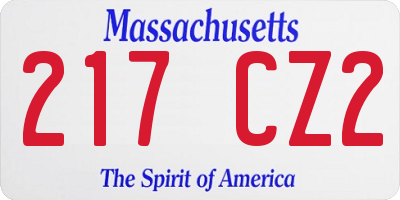 MA license plate 217CZ2