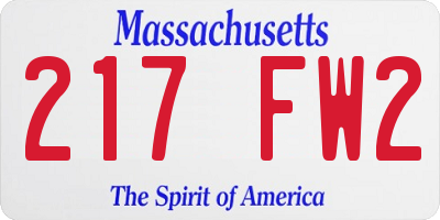 MA license plate 217FW2