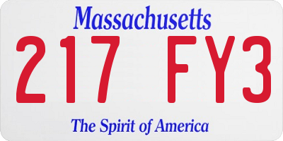 MA license plate 217FY3