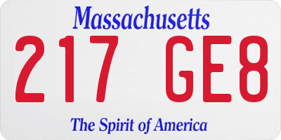 MA license plate 217GE8