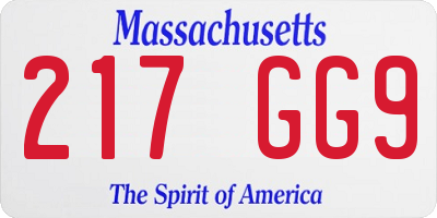 MA license plate 217GG9
