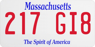 MA license plate 217GI8