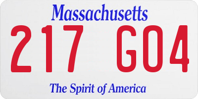 MA license plate 217GO4