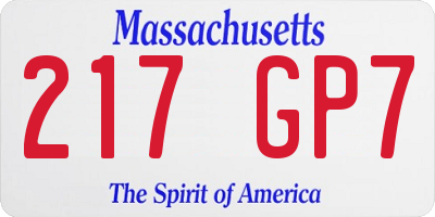 MA license plate 217GP7
