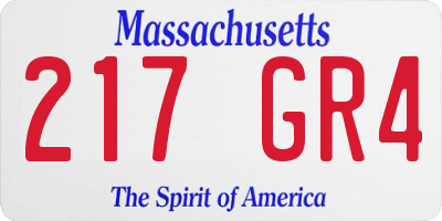 MA license plate 217GR4