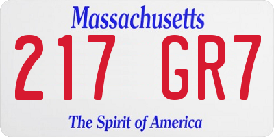 MA license plate 217GR7