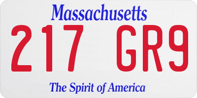 MA license plate 217GR9