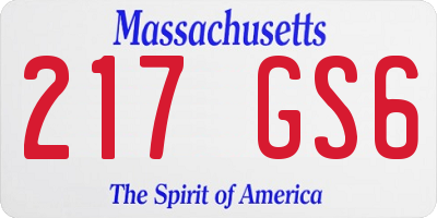 MA license plate 217GS6
