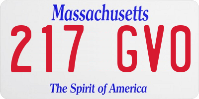 MA license plate 217GV0