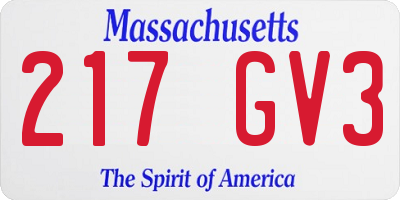 MA license plate 217GV3