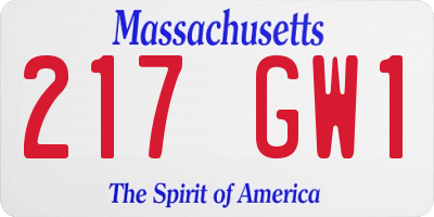 MA license plate 217GW1