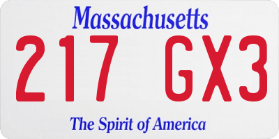 MA license plate 217GX3