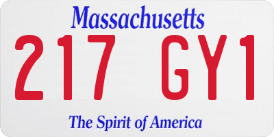 MA license plate 217GY1