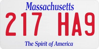 MA license plate 217HA9