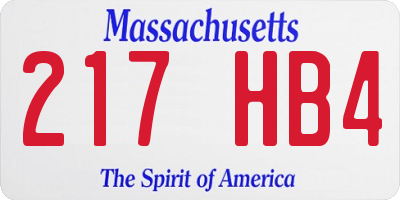 MA license plate 217HB4