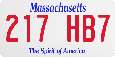 MA license plate 217HB7