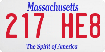 MA license plate 217HE8
