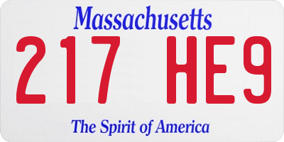 MA license plate 217HE9