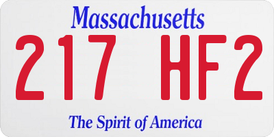 MA license plate 217HF2