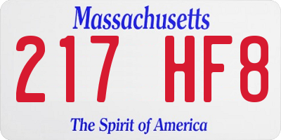 MA license plate 217HF8