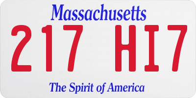 MA license plate 217HI7