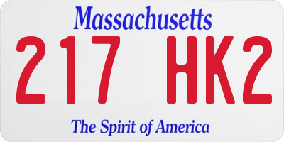 MA license plate 217HK2