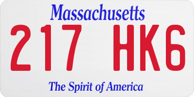 MA license plate 217HK6