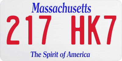 MA license plate 217HK7