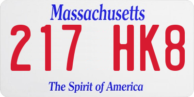 MA license plate 217HK8