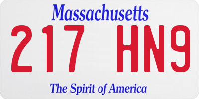 MA license plate 217HN9