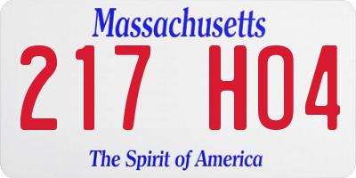 MA license plate 217HO4