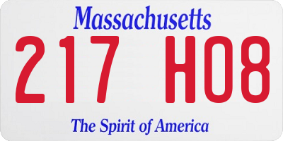 MA license plate 217HO8