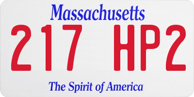 MA license plate 217HP2