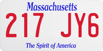 MA license plate 217JY6