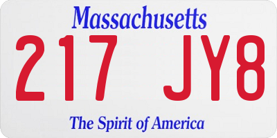 MA license plate 217JY8
