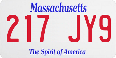 MA license plate 217JY9