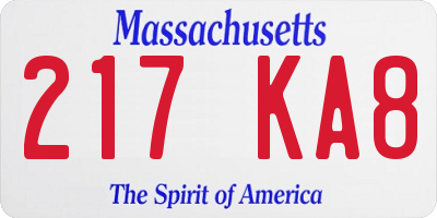 MA license plate 217KA8