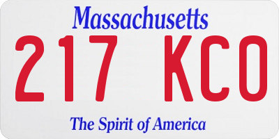 MA license plate 217KC0