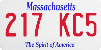 MA license plate 217KC5