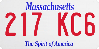 MA license plate 217KC6